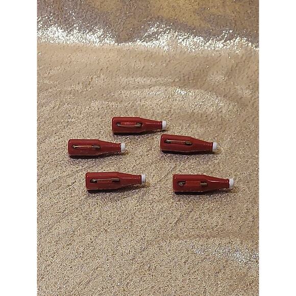 5 Vintage 2000 Heinz Ketchup Advertising Bottle Brooch Pin Red Safety Pin READ - Picture 2 of 8